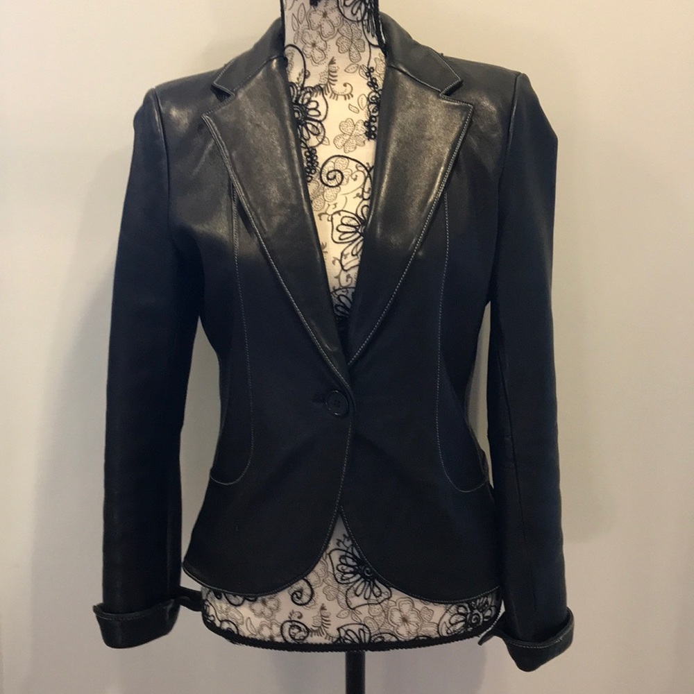 Context Black 💯 Leather Blazer Jacket